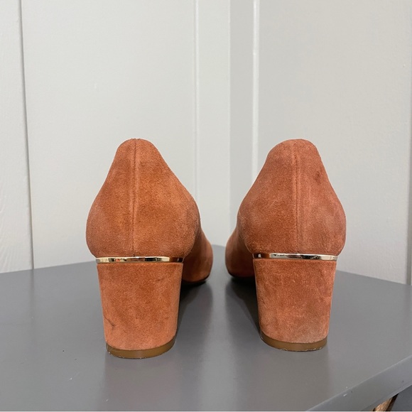 Sezane Low Helena Courts Suede Heels - Pink Orange Blush Escarpins - Picture 8 of 11